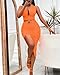 OLUOLIN Womens Halter Deep V Neck 2 Piece Club Dress Sexy Bow Tie Backless Top and Irregular Hem Bodycon Skirt Set Orange