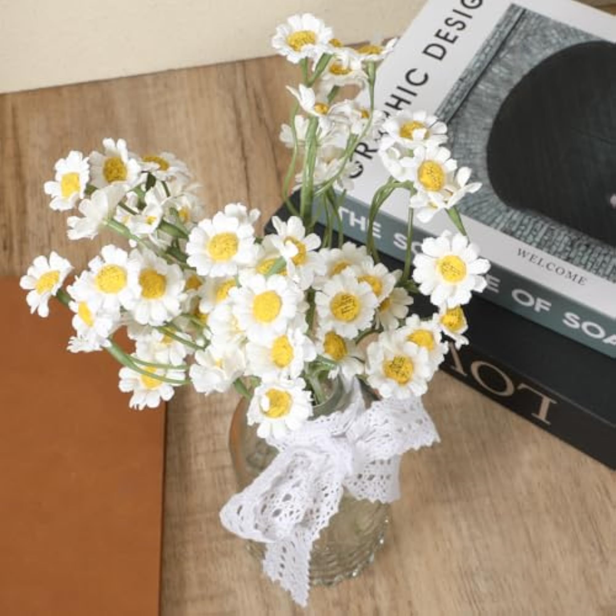 6Pcs Small White Daisy Flowers Artificial for Table Decorations