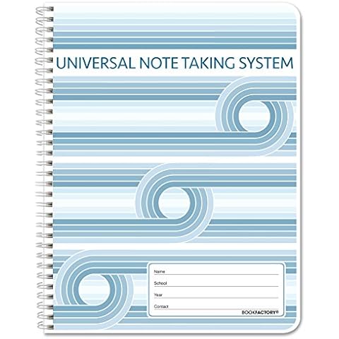 BookFactory Universal Note Taking System (Cornell Notes) / NoteTaking Notebook - 120 Pages, 8 1/2" x 11" - Wire-O (LOG-120-7CW-A(Universal-Note)) Cover