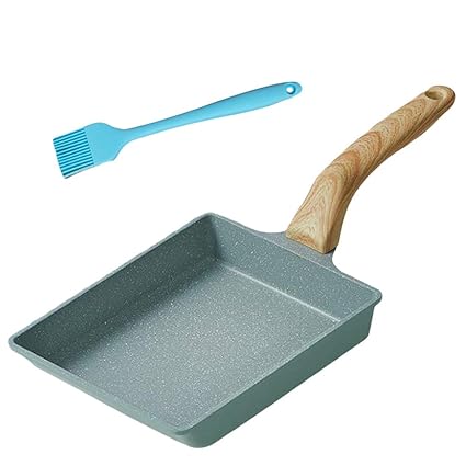 TOPBATHY Delicate 1 Set 2 Pcs Mini Non- Stick Egg Frying Pan Breakfast Skillet with Brush (Green)