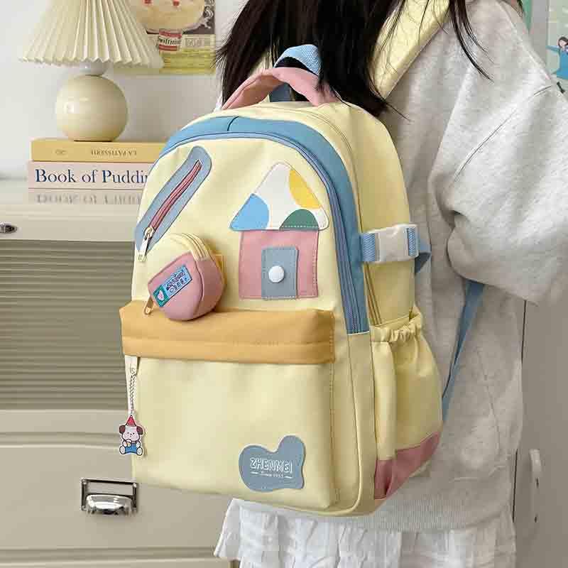 Women's graffiti cute backpack casual lightweight fresh backpack computer bag kawaii backpack travel bag (Yellow)3