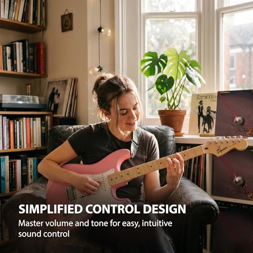 Image of Fender Squier Sonic Stratocaster HT H - Flash Pink Bundle with Mustang Micro Headphone Amp, Cable, Tuner, Strap, Picks, and Austin Bazaar Instructional DVD