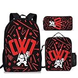 EZAQOXW 3 Pcs Durable Backpack Set, Lightweight Daypack with Portable Lunch Bag And Pencil Case Pouc