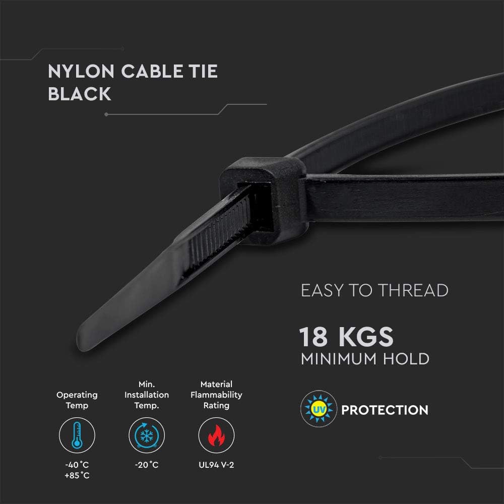 V-TAC Cable Tie 3.5 * 300mm Black
