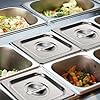 10 Pack 1/6 Size Steam Table Pan Covers Stainless Steel Commercial Food Pan Lids Metal Steam Prep Table Pans Covers with Handles for Fruits Vegetables Buffet Catering Roasting Food Trays, 7 x 6.5 Inch #2