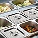10 Pack 1/6 Size Steam Table Pan Covers Stainless Steel Commercial Food Pan Lids Metal Steam Prep Table Pans Covers with Handles for Fruits Vegetables Buffet Catering Roasting Food Trays, 7 x 6.5 Inch