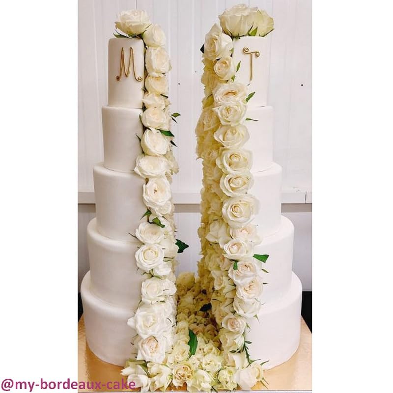 Lealoo Pièce montée en polystyrène coupée en 2 Parties, Base Ø 30cm à 10cm, Hauteur Totale 50 cm, Dummy pour gâteau Styropor
