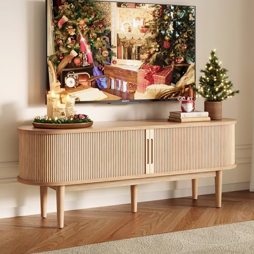 LINSY Home TV Stand for 65" TV, Mid-Century Modern 58" Entertainm...