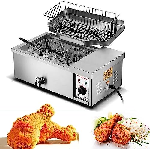 Freidoras comerciales para el hogar con cesta, capacidad total de 12 litros, 25 L, tanque de grifo de acero inoxidable, 3000 W, 4000 W, para freír pollo, camarones, patatas fritas