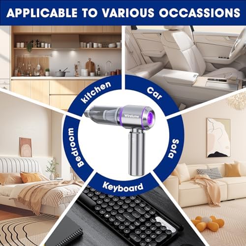Handheld Car Vacuum Cleaner Cordless Powerful 22000Pa Strong Cyclonic Suction Blowing Brushless Motor Mini Portable Rechargeable Lightweight Hand Held for Pet Hair Vehicle Home Office Purple - 5