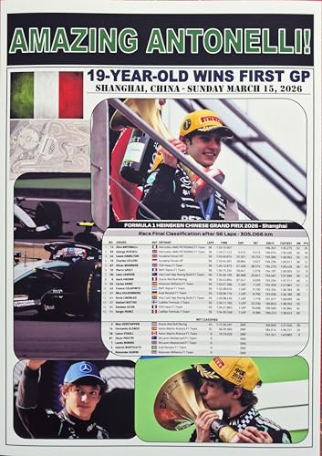 Kimi Antonelli 2026 Chinese Grand Prix winner - souvenir print