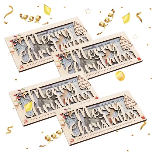 Unique Wooden Cash Envelope Money Wallet - Xmas Cash Holder for Christmas Party Gift