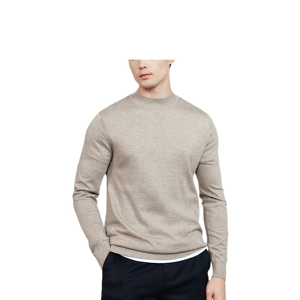 Autumn Men Pullover Sweater Semi-High Collar Slim Male Soft Knitted Wool Warm Sweaters