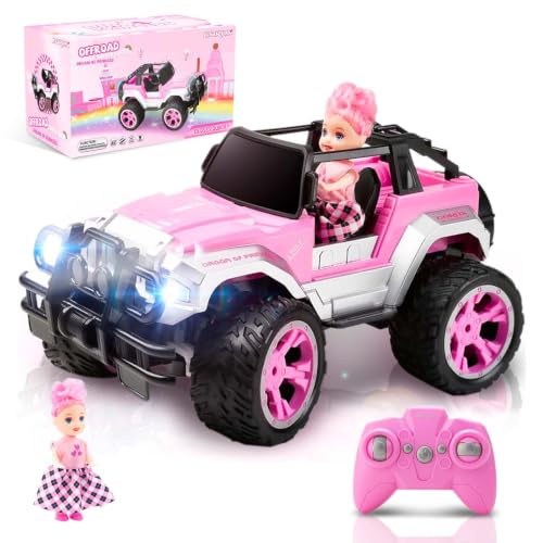 Carox Rosa RC Monstertruck Allrad für Mädchen mit LED für Mädchen – Ansicht 1