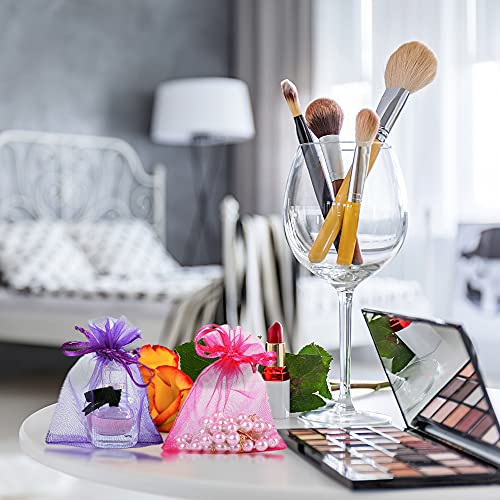 Image of LYSXP Organza Bags 3.5x4.7 Inch 100pcs Random 10 Colors Mesh Organza Gift Bags with Drawstring, Jewelry Favor Pouches Wedding Party Christmas Candy