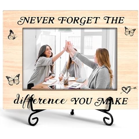 Yuansail Never Forget The Difference You Make Picture Frame, Thank You Gifts, Proud Of You Gifts, Employee Appreciation Gifts, 4x6 Picture Frame Wood, Retirement Gift for Coworker Leader - 83 Cover