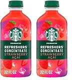Starbucks Refreshers Concentrate Strawberry Acai, Refreshing Drink, Cold Drinks 32 fl oz (Pack of 2)