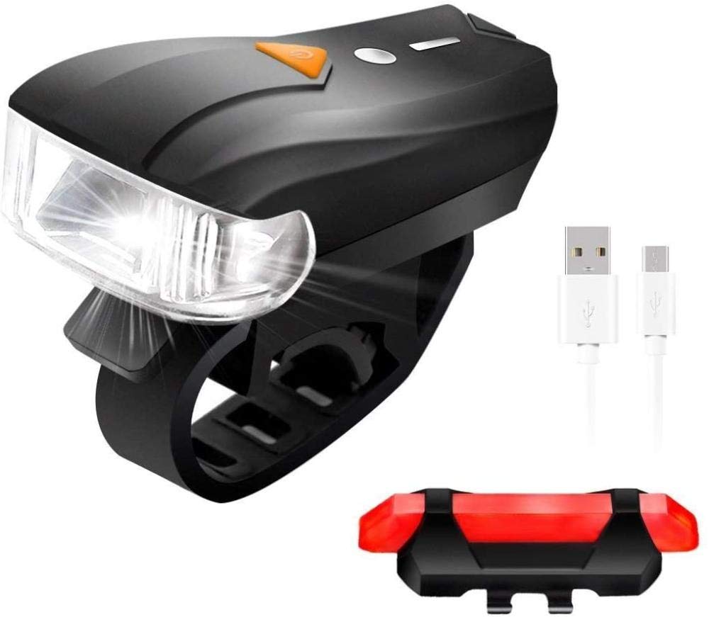 HZH Adjustable Lighting Modes Cycling Lights for Road & Mountain Bike Light Set Rechargeable Bicycle Lights Waterproof Front Headlight and Tail Light
