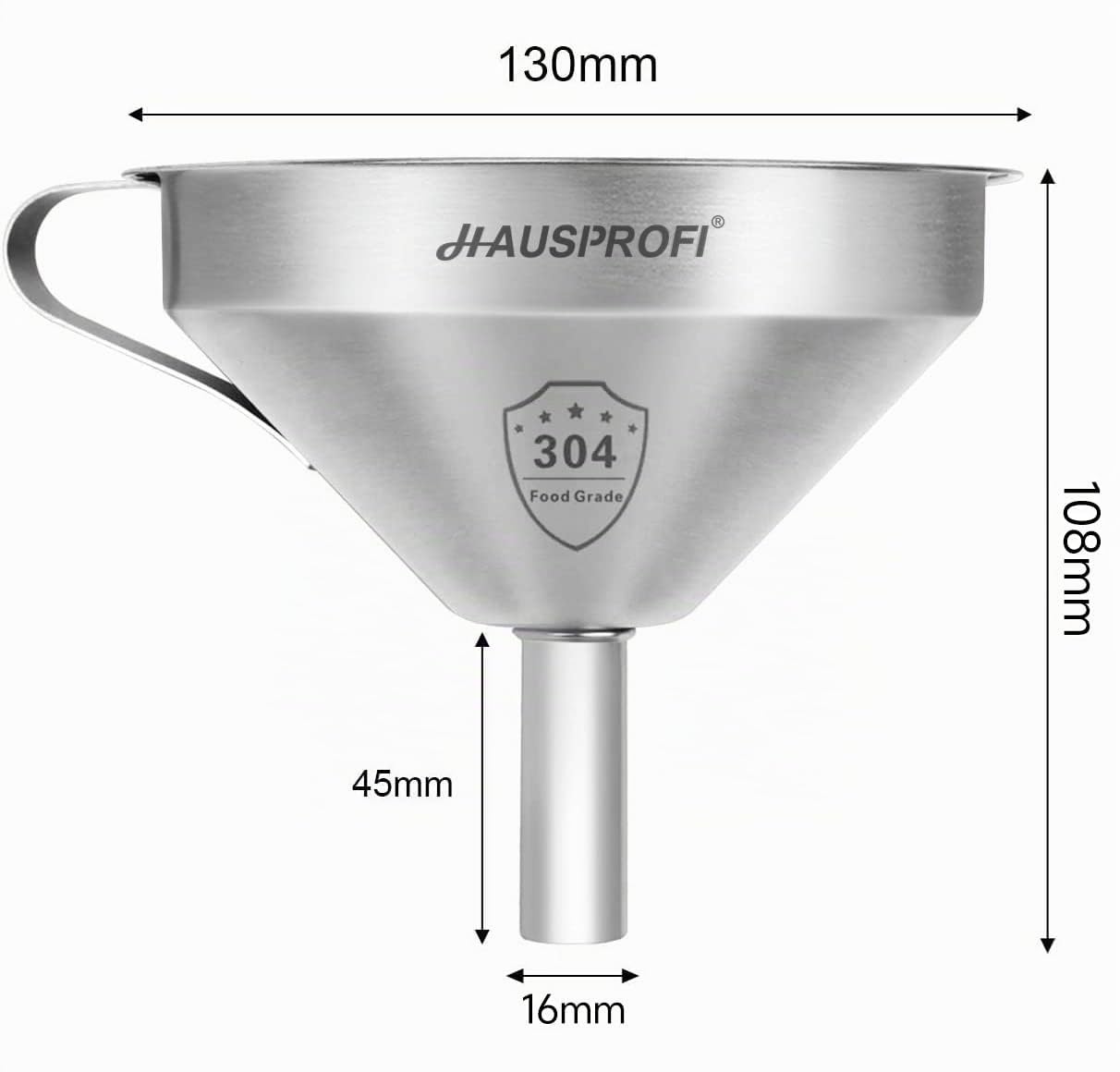 HAUSPROFI Embudo de Acero Inoxidable de 5 Pulgadas y Filtros de 200 Malla Jam para la Transferencia de Ingredientes líquidos
