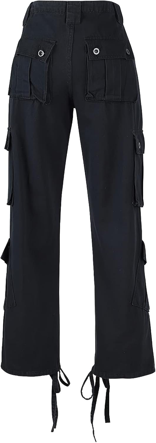 High Waisted Cargo Jeans for Women Straight Wide Leg Y2k Streetwear Cargo Pants Baggy Boyfriend Denim Pants with Pockets - Image 4