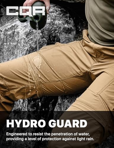 Image of CQR Men's Convertible Cargo Tactical Pants, Water Resistant Outdoor Hiking Pants, Zip Off Lightweight Stretch Work Pants