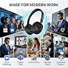 Wireless Headset with Mic for Work, Wireless Computer Headset (Bluetooth+USB Dongle) with Noise Cancelling Mic & Mute Button, Long Battery Life for Work, Zoom, Teams, Online Meetings, Home Office