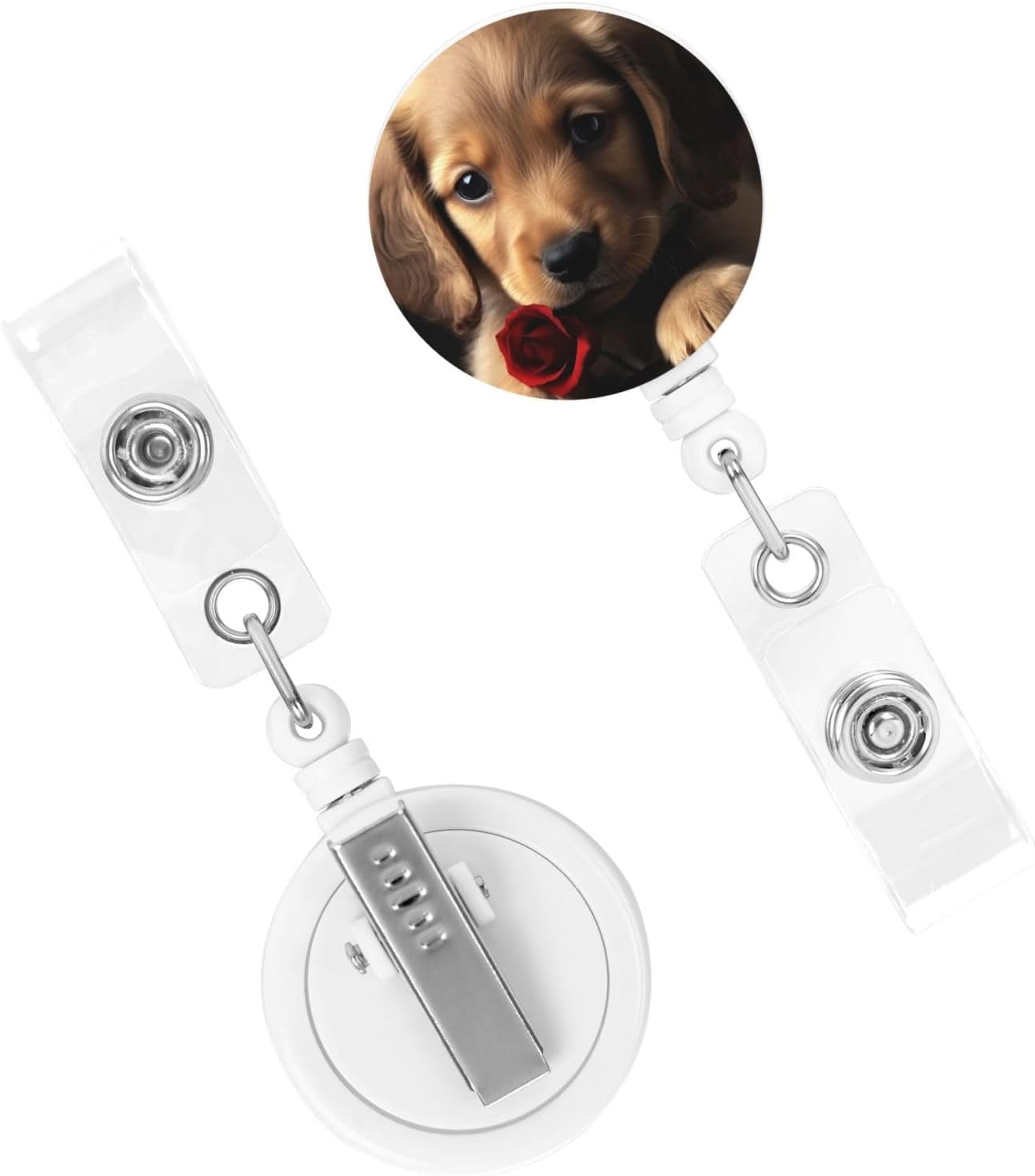 Cute Pet Dog Retractable Badge Reels Holder with Clip and Keychain Funny Cute Badge Clips Heavy Duty Id Card Badge Holder for Office Worker Doctor Nurse image 3