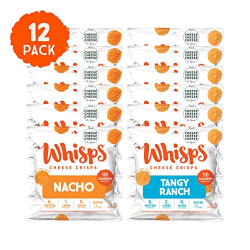 Whisps Cheese Crisps - Nacho And Tangy Ranch Cheese Snacks, Keto Snacks, 6G Of Protein Per Bag, Low Carb, Gluten & Sugar Free, Great Tasting Healthy Snack, All Natural Cheese Crisps - Variety, .63 Oz (Pack Of 12) #TOP2