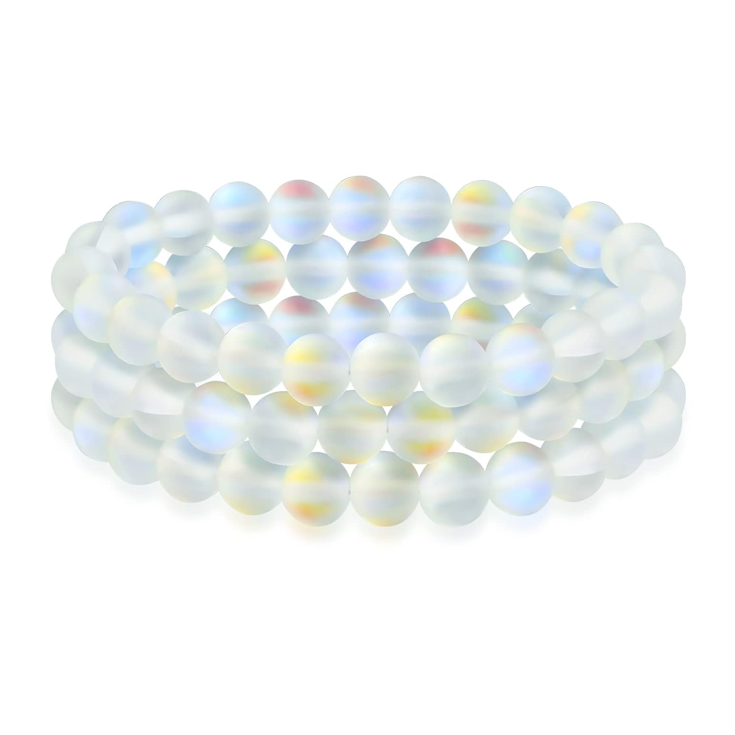 Bling Jewelry Unisex Stackable Set Of 3 Gemstone Round Bead 8MM Stretch Bracelet For Women Teen Men Multi Strand Stacking Adjustable - Image 10