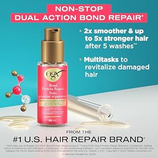 OGX Repair & Protect Bond Protein Repair Sealing Hair Serum, 50ml Multitasks to Revitalize Damaged Hair for Softer, 2x Smoother, 5x Stronger Hair