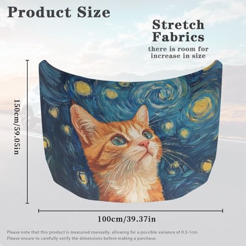 Image of Starry Sky Cat Car Hood Cover Weatherproof Automotive Exterior Accessories Universal Fit Hood Covers for Cars, Trucks, SUV, or Van Full Coverage with Elastic Band
