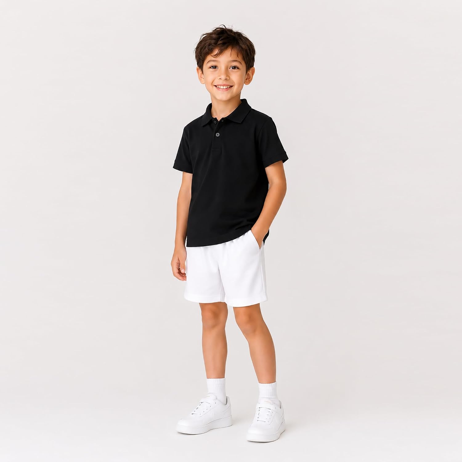 Mud Kingdom Big Boys Polo Shirt Uniform Cotton Summer Casual Back to School Lapel Collar Black 9-10 Years