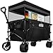 Produktbild Faltbarer Bollerwagen Handwagen Transportkarre; Strand-Buggy bis 90L&150kg; XXL Geländeräder mit Bremse; Leiterwagen; Camping-Wagen für Strand, Garten & Outdoor; Verstellbarer Griff & Tasche (Schwarz)