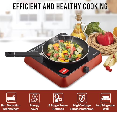 Cello Induction Cooker Blazing 600+ | 1800 Watt Induction Cooktop | 2-in-1 knob design with Grade Crystal Shiny Glass Plate | Compact and Portable... - Image 4