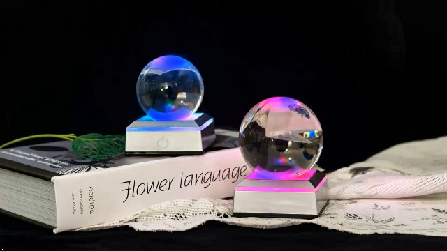 Image of 4-Pack LED Display Base with Spherical Recess & Touch Switch, Crystal Ball Light Stand for 3D Laser Crystal Glass Art, Home Decor, and Figurine Display Lighting Platform