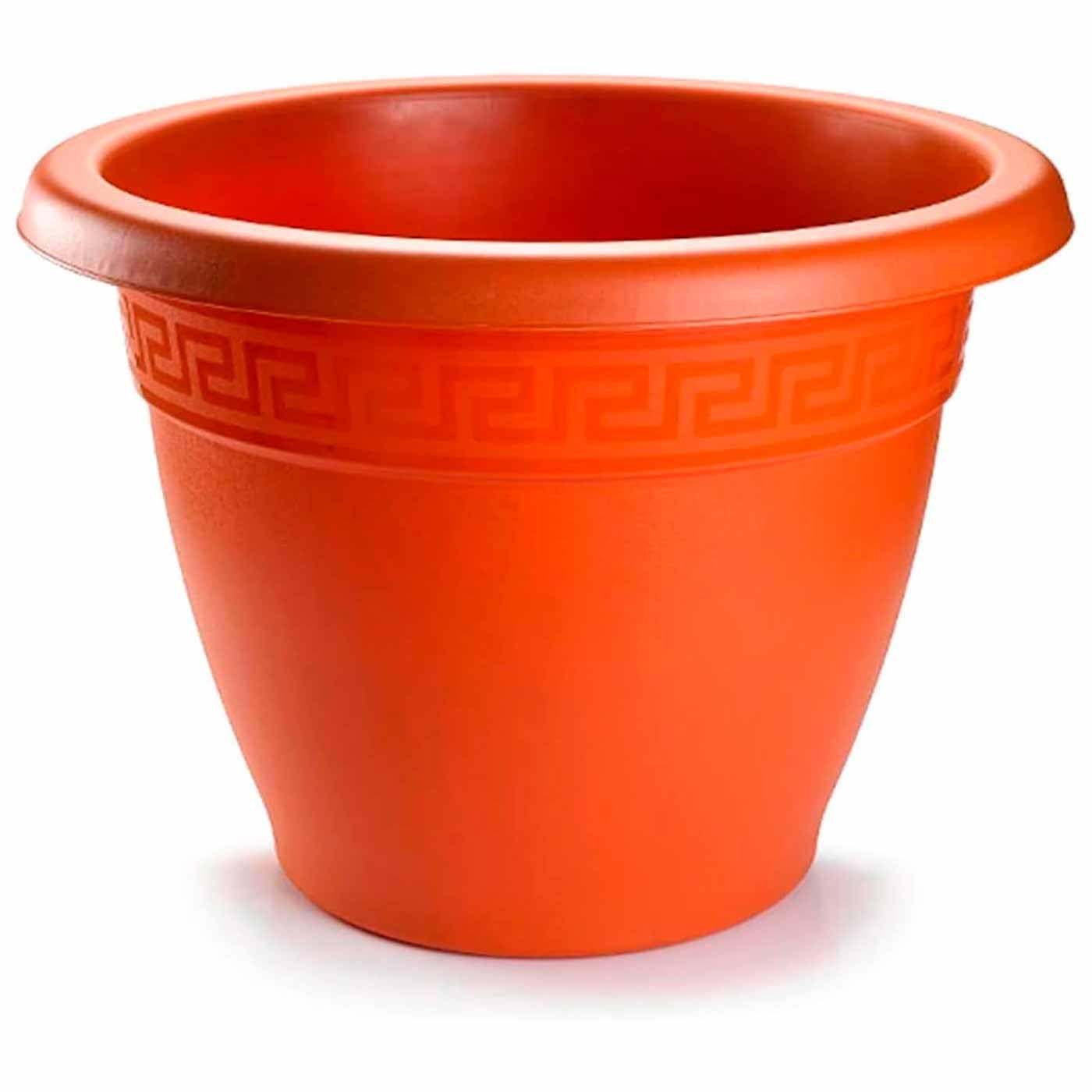 Tradineur - Confezione da 2 vasi rotondi in terracotta, realizzati in plastica, adatti per esterni e interni della casa, Ø 50 cm, colore marrone