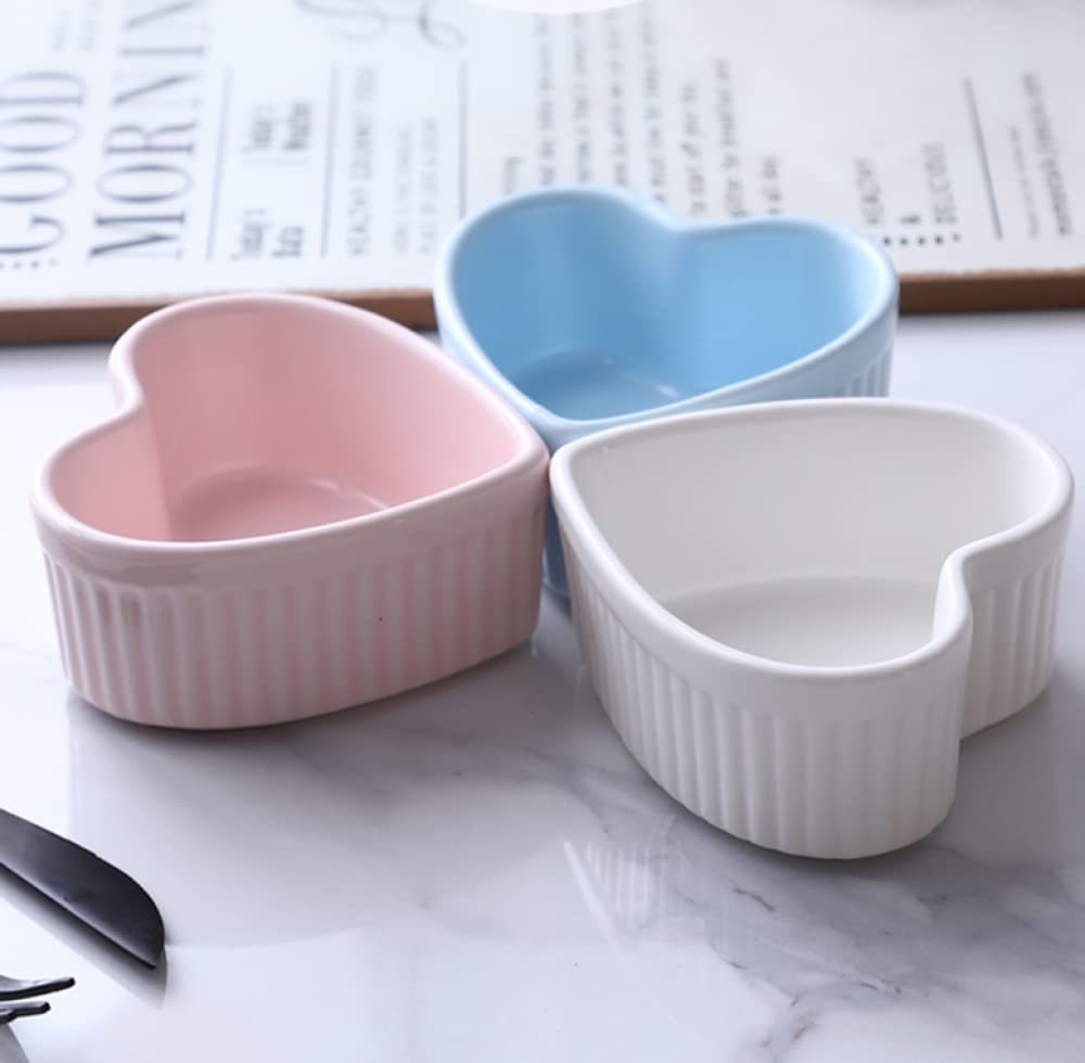 Moldes de porcelana de cerámica con forma de corazón para horno de alta temperatura, ideales para pasteles, mermeladas, soufflé, crema brulee