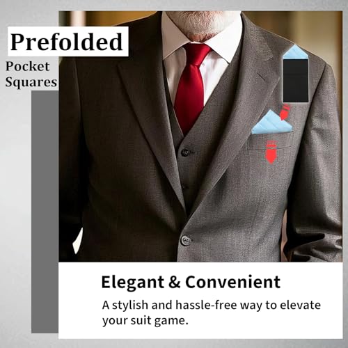 Image of Mens Pre-Folded Pocket Squares on Card Pocket Handkerchief for Suit Accessories