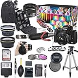 Canon EOS M50 Mark II Mirrorless Digital Camera with 15-45mm Lens Video Kit (Black) + Wide Angle Lens + 2X Telephoto Lens + Flash + SanDisk 32GB SD Memory Card + Accessory Bundle