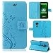 Produktbild betterfon | Motorola Moto G7 Play Hülle Flower Case Handytasche Schutzhülle Blumen Klapptasche Handyhülle Handy Schale für Motorola Moto G7 Play Blau