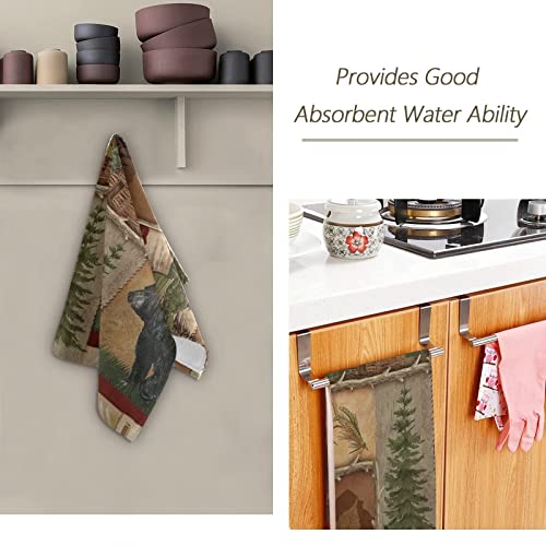 Aiyooler Farmhouse Hand Towels For Kitchen Set Of 2 Maple Leaf Bear Cabin Moose Deer Country Style Decorative Bath Hand Towel Soft Highly Absorbent Towel For Bathroom Kitchen Dish Spa Yoga 14.4"X28.3" #TOP6