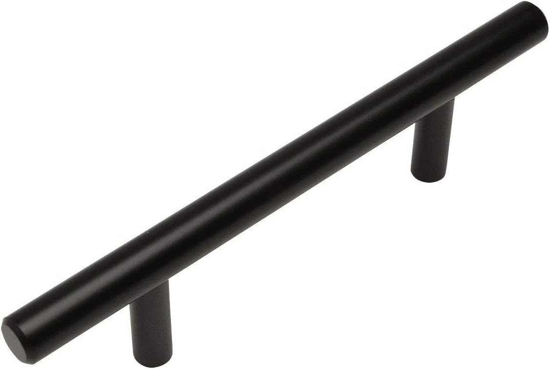 25 Pack - Cosmas 404-96FB Flat Black Solid Steel Construction 3/8 Inch Slim Line Euro Style Cabinet Hardware Bar Pull - 3-3/4" Inch (96mm) Hole Centers