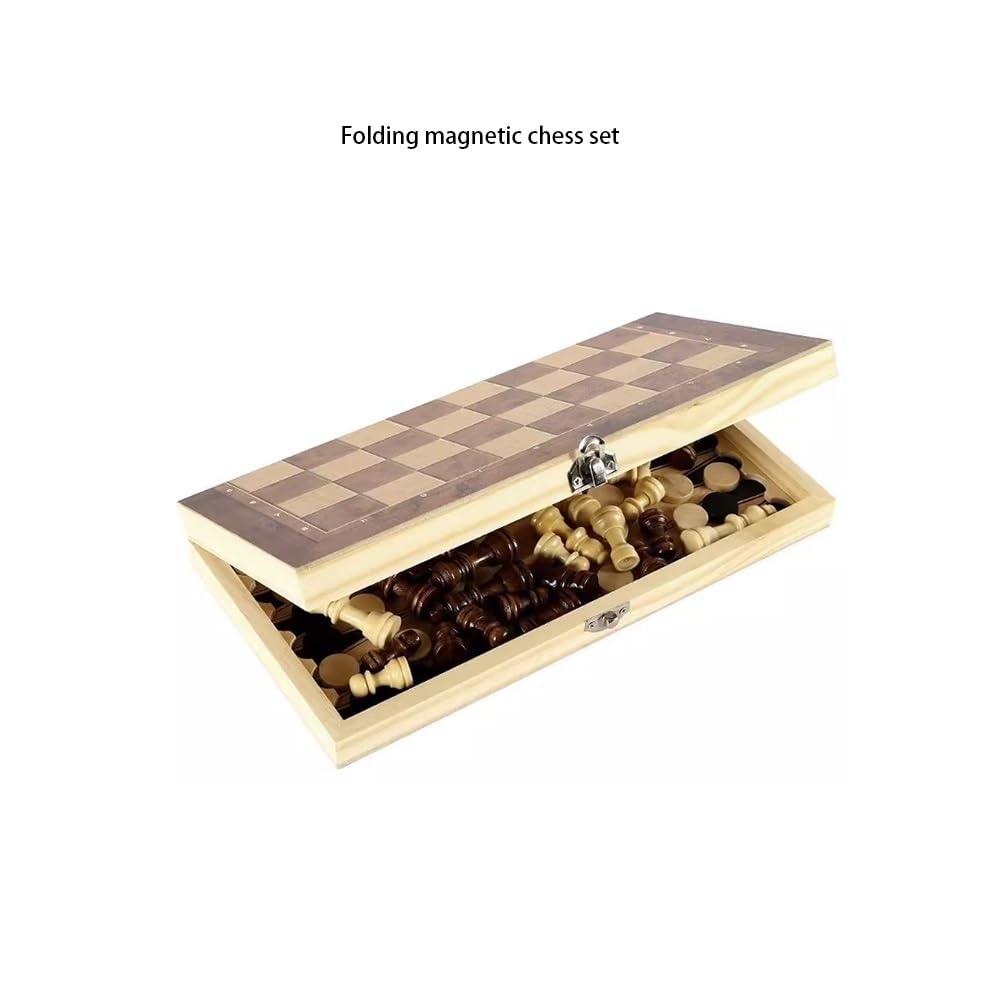 Set di Scacchi Classico 3 in 1 e Gioco Internazionale da Competizione Standard per Decorazioni Regalo, Decorazioni per la Scuola (Marrone M)