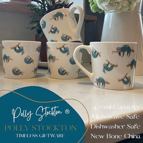 Polly Stockton Swing Sloths Mugs, Ceramic Coffee & Tea Mugs with Charming Animal Design. Tasteful Everyday Homeware - Image 4