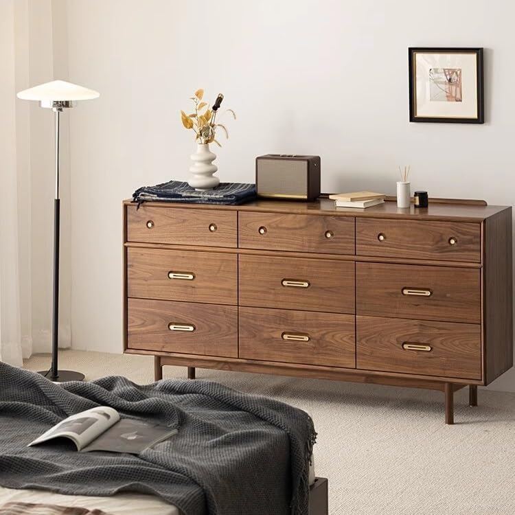 Bufetera Black Walnut Japanese Style Living Room Storage Cabinet, TV Simple Bedroom Bed End Table Entrance Corridor Decorative Furniture