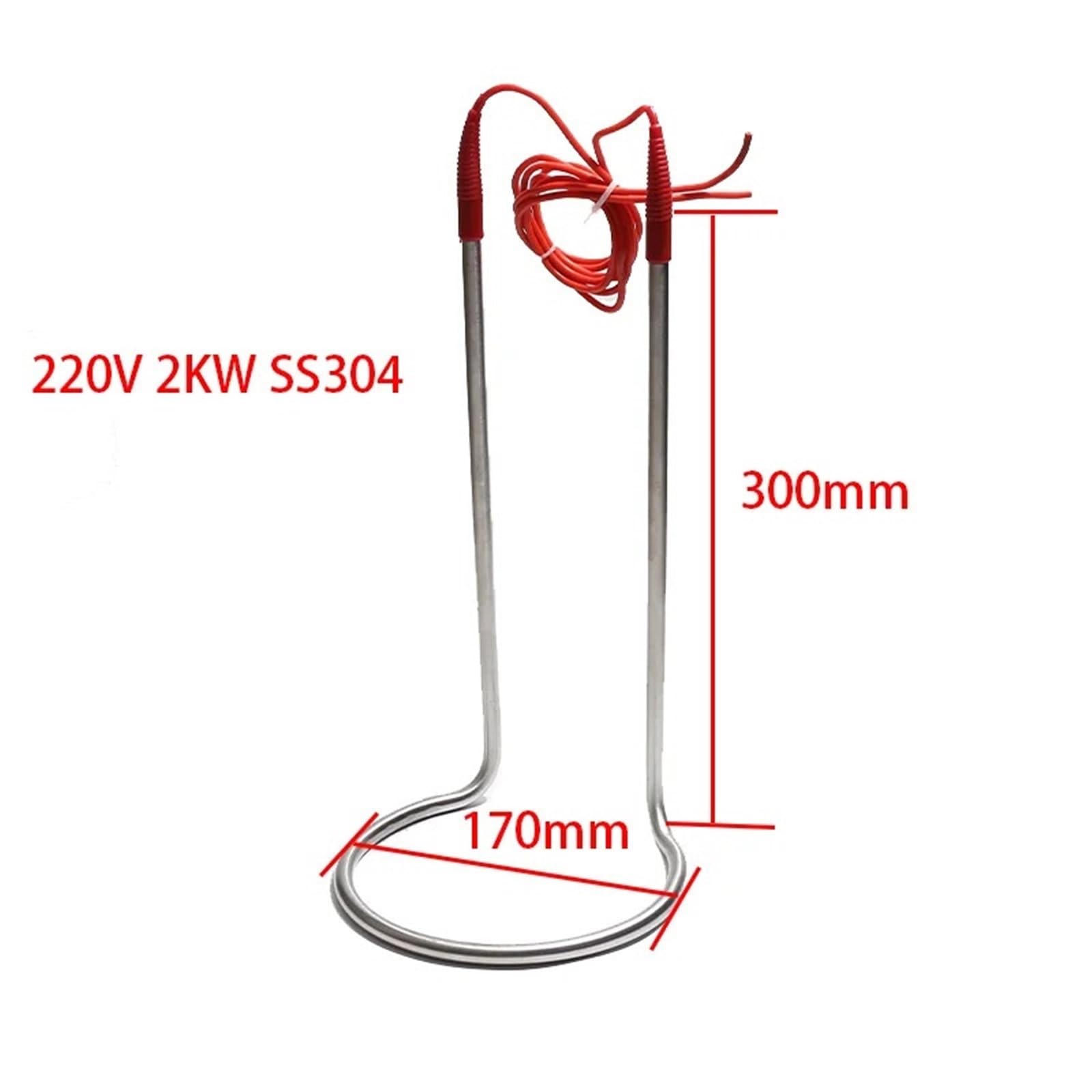 220 V 2 kW elektrisches Wasser-Tauchheizelement 170 mm Schleifenform-Heizwiderstand SS304 300 1 Stück