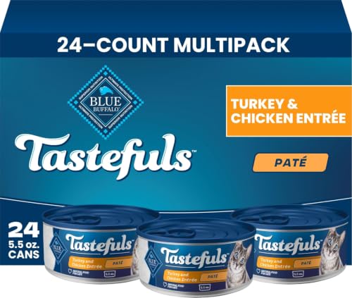 Image of Blue Buffalo Tastefuls Turkey & Chicken Pate Wet Cat Food, 5.5 oz, 24 ct