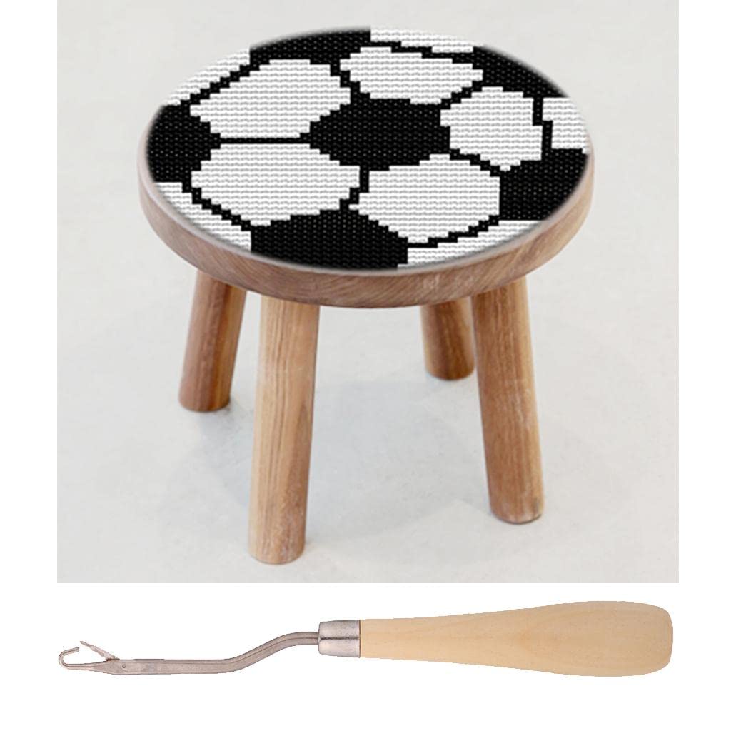 Rug Making Kits DIY Soccer Embroidery Cushion Wooden Bent Latch Hook ToolCrafts|Needlecrafts & Yarn|Rug Making|Latch Hooking|Latch Hooking Kits-image-37