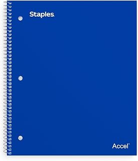 Staples 3-Subject Notebook, 8.5x11 Inch, College Ruled, Assorted | 150 sheets per notebook for school, office, and everyday writing.