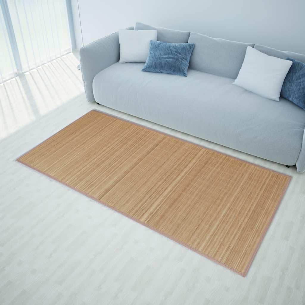 vidaXL Tapis en Bambou Brun à Latte Rectangulaire 80 x 200 cm